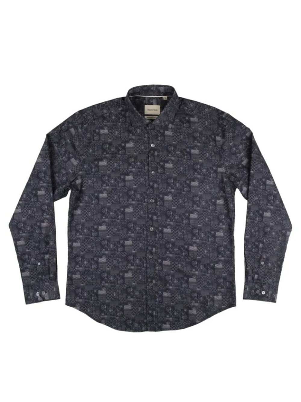 Stitch Note Vintage Black Abstract Geo Print 100% Egyptian Cotton Shirt/24964